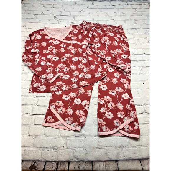 Garnet hill Other - Garnet Hill Pajamas Asian wrap Green Cotton Cherry Blossom Size M A554